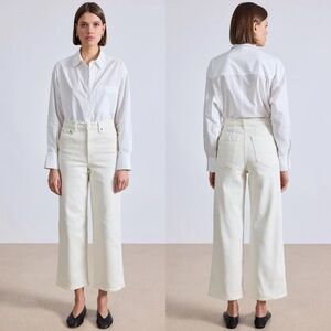 Apiece Apart Merida Cropped Kick Flare Jeans Ecru